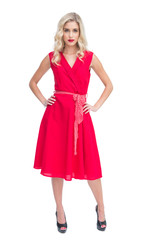 Beautiful woman wearing red dress