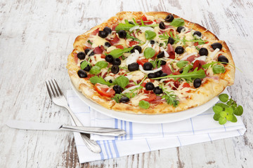 Rustic pizza background.