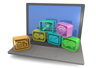 COMPUTER AND ICONS - 3D