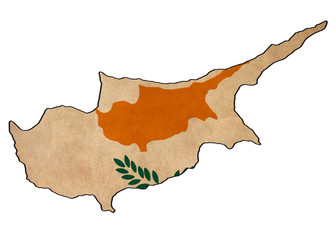 Cyprus map on Cyprus flag drawing