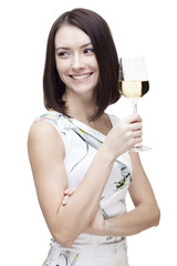 woman holding wine glass