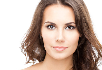 Fototapeta premium Portrait of beautiful woman, on white