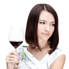 woman holding wine glass