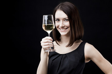 woman holding wine glass