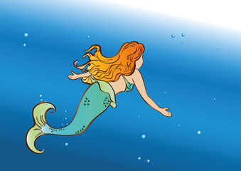 beautiful mermaid swim