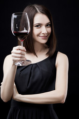 woman holding wine glass
