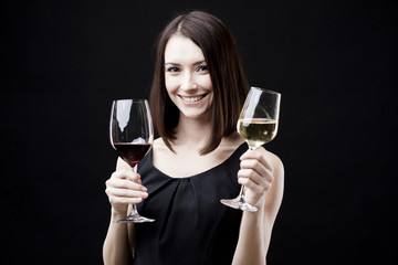 woman holding wine glass