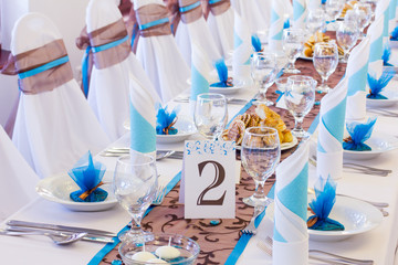 wedding table set with decoration for fine dining