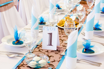 wedding table set with decoration for fine dining