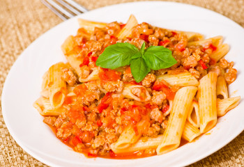 Pasta penne bolognese