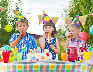 Group of kids having fun at birthday party