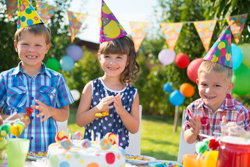 Group of kids having fun at birthday party