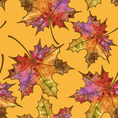 Seamless pattern of autumn maple leaves