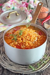 Thick pumpkin-lentils soup