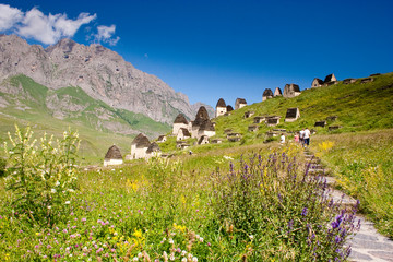 Naklejka premium Ruins of ancient settlement in the Caucasus mountains