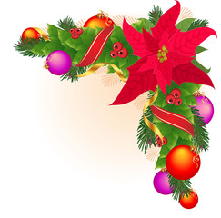 Christmas corner decoration with. Vector.