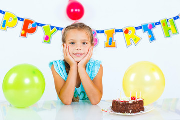 Fototapeta na wymiar Girl with birthday cake