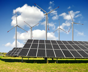 solar energy panels and wind turbines