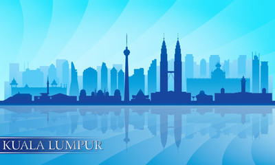 Kuala Lumpur city skyline detailed silhouette - 56048538