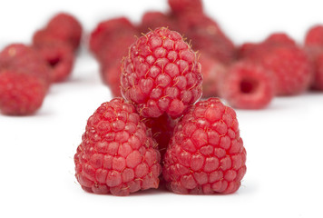 Raspberries white isolated