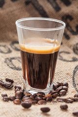Hot coffee in glass