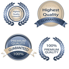 White and blue Premium Quality Labels