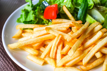 Golden French fries potatoes