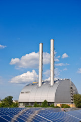 Kraftwerk Schornstein Energie Solarzelle