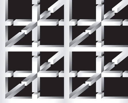 3D Impossible Shape Abstract Vector Seamless Pattern.