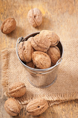 bucket with walnuts