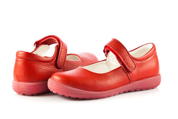 red shoes on white background.