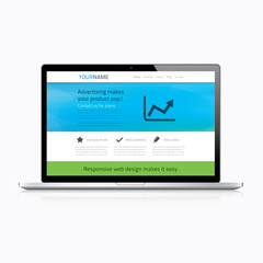 Responsive web design in modern laptop