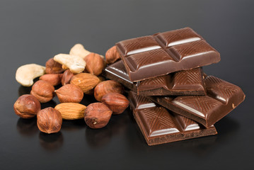 Chocolate with various nuts