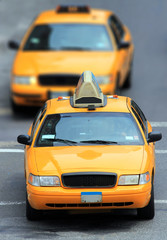 yellow cabs in city