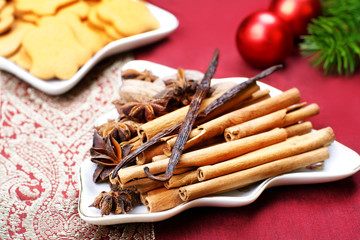 Christmas spices and cookies. Still life.