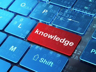 Fototapeta premium Education concept: Knowledge on computer keyboard background