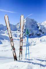 Ski, winter sport - ski run in Italian Alps