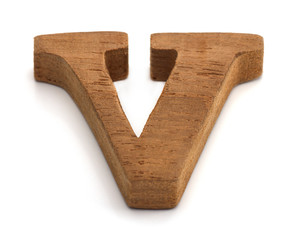 Alphabet made from wood on white