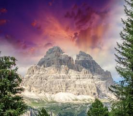 Plakaty  Sunset colors of The Alps - Dolomites in summer season