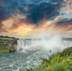 Niagara Falls. Beautiful side view at summer time