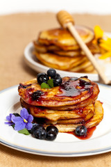 Delicious Pancakes with Honey and Berries