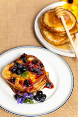 Delicious Pancakes with Honey and Berries