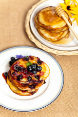 Delicious Pancakes with Honey and Berries