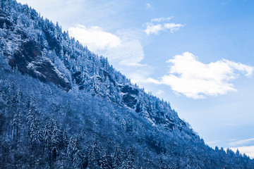 Beautiful winter landscape in the mountains.  Mountain area in t