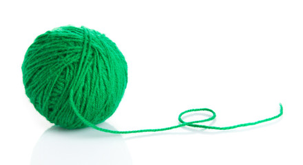 ball of yarn on white background