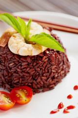 Shrimps top on rice a