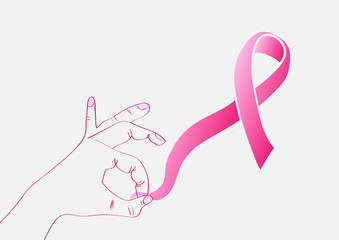 Breast cancer awareness ribbon transparency human hand EPS10 fil