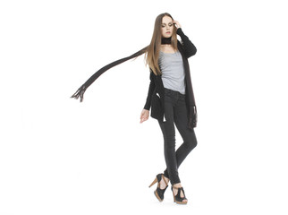 Fototapeta premium full length young woman in a scarf, posing