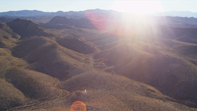 Aerial view extreme mountain terrain nr Las Vegas, USA
