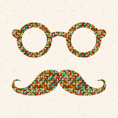 Retro illustration with hipster glasses and mustaches.
